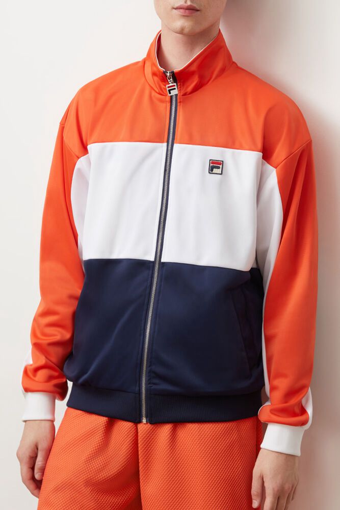 Fila Jacket Sterling Track Mens Orange/White/Navy - India WAQ-132869